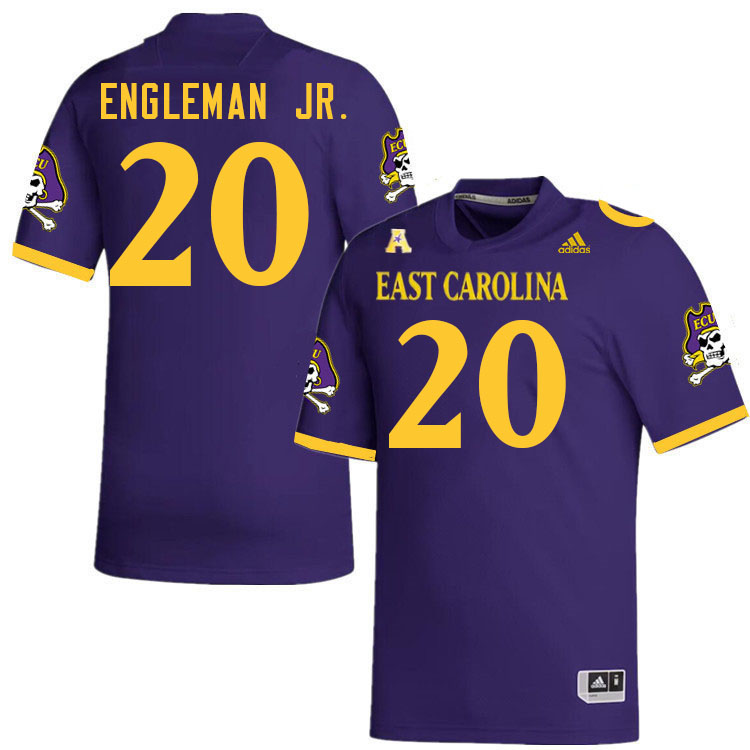 Men #20 TJ Engleman Jr. ECU Pirates College Football Jerseys Stitched-Purple